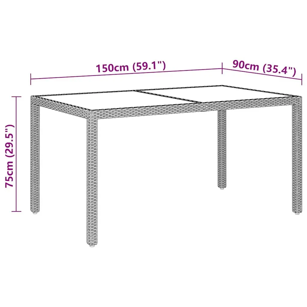 7 Piece Garden Dining Set Outdoor Furniture Poly Rattan Tempered Glass Patio