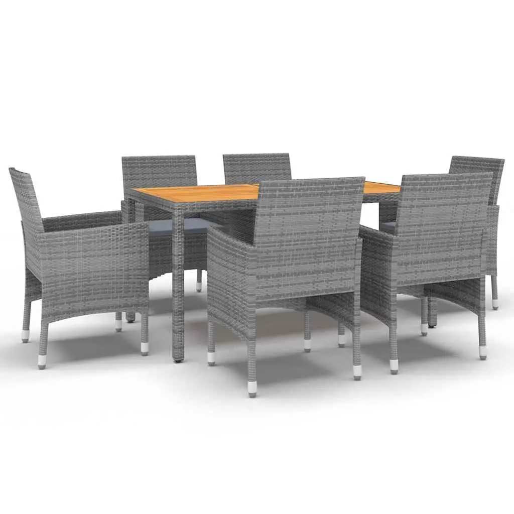 7 Piece Garden Dining Set Grey Rattan Outdoor Patio Furniture Weather Resistant