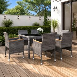7 Piece Grey Outdoor Dining Set – Stylish and Sturdy