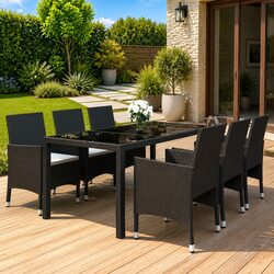 Compact 7 Piece Garden Dining Set with Cushioned Seating
