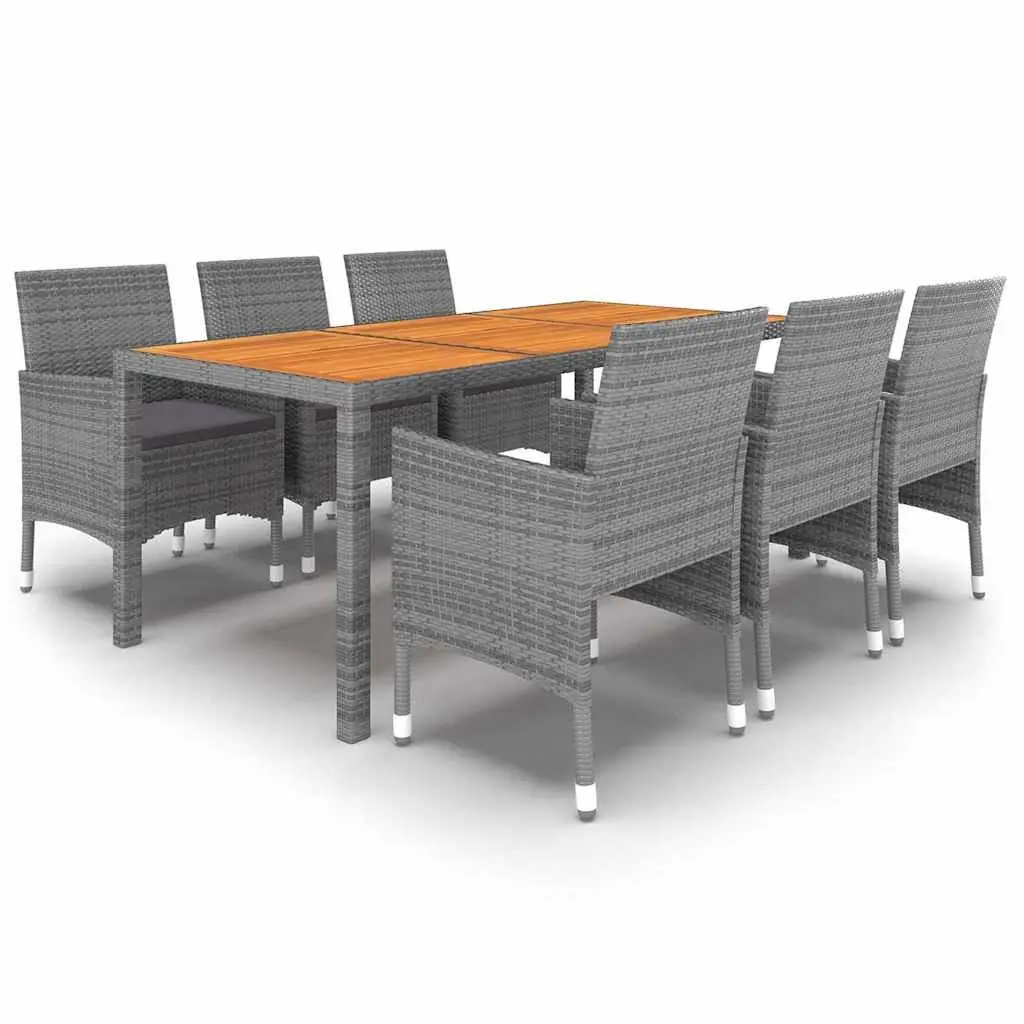7 Piece Garden Dining Set Grey Rattan Table Chairs Outdoor Patio Furniture
