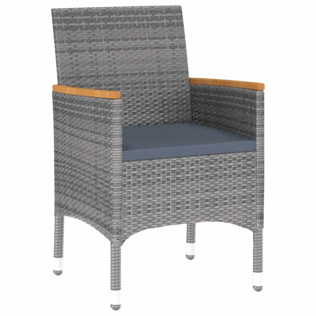 7 Piece Garden Dining Set Grey Outdoor Patio Furniture PE Rattan Tempered Glass