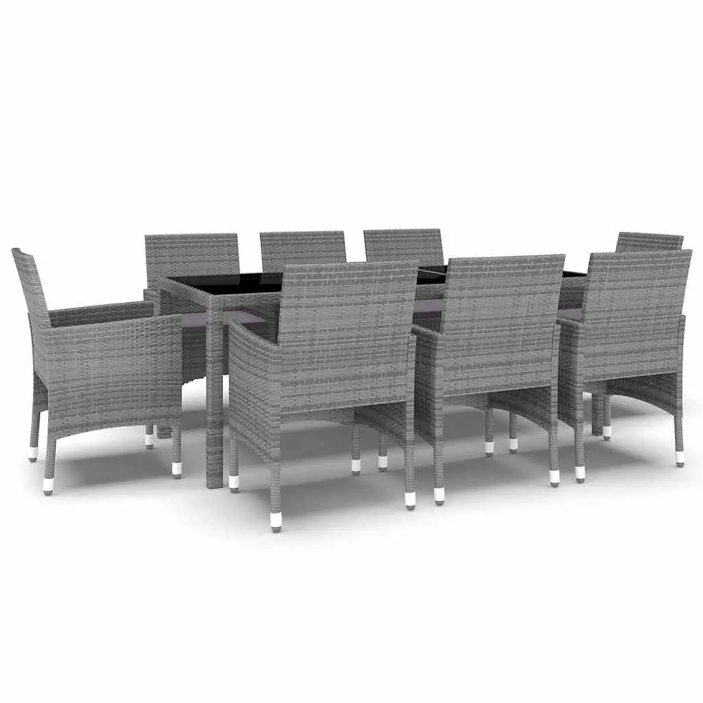 Garden Dining Set Grey 9 Piece Outdoor Patio Furniture Table Chairs Rattan