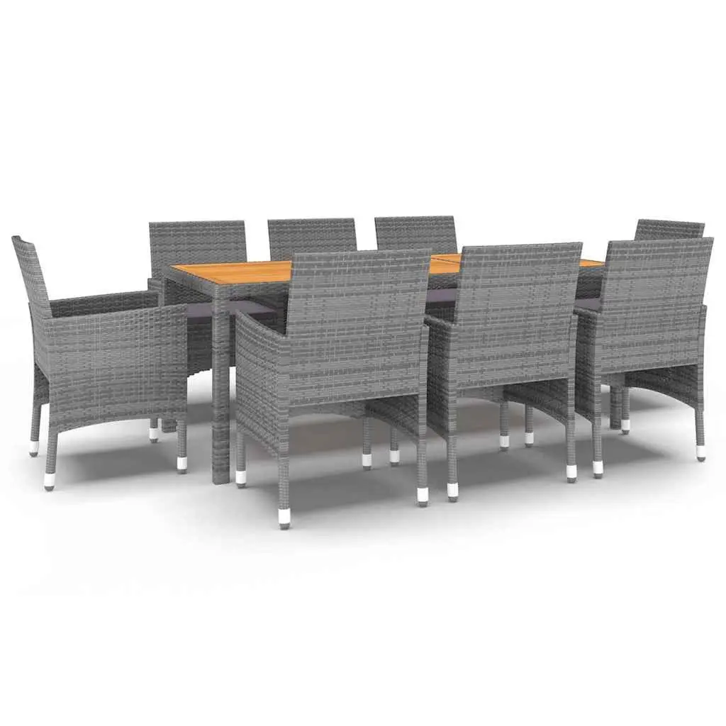 Garden Dining Set 9 Piece Outdoor Patio Furniture Grey PE Rattan Table Chairs