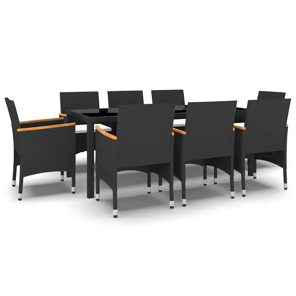 Garden Dining Set 9 Piece Outdoor Patio Furniture PE Rattan Chairs Table Black