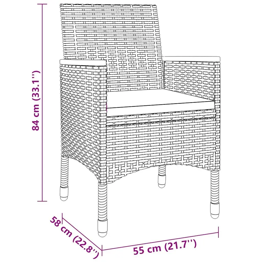 Garden Dining Set 9 Piece Outdoor Patio Furniture Grey Poly Rattan Steel Frame