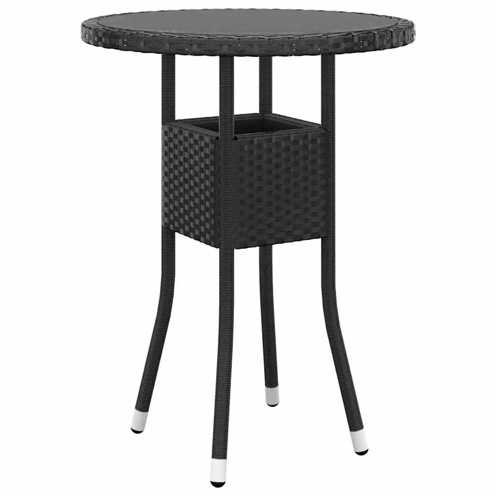 3 Piece Garden Dining Set Black Outdoor Patio Furniture PE Rattan Table Chairs
