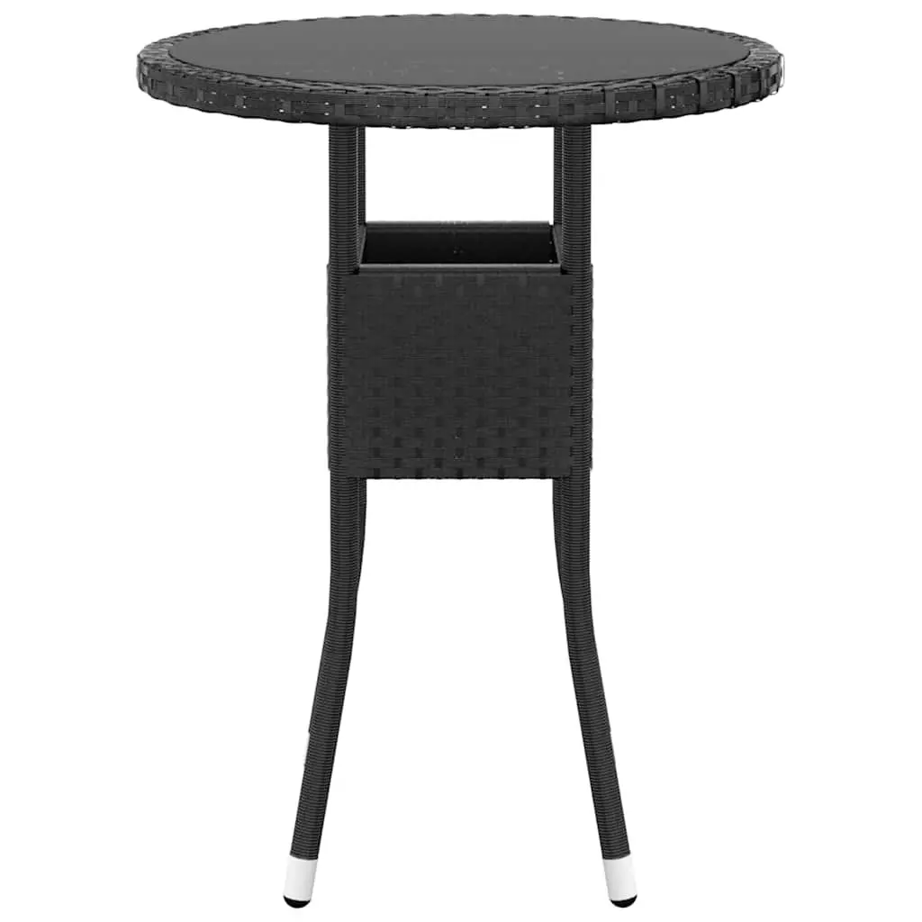 3 Piece Garden Dining Set Black Outdoor Patio Furniture PE Rattan Table Chairs