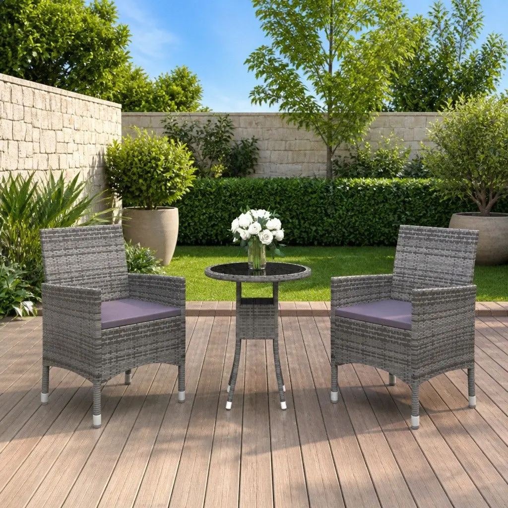 Grey Garden Dining Set with Cushions