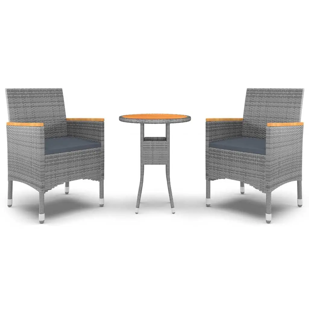Garden Dining Set Grey 3 Piece Outdoor Patio Furniture Table Chairs