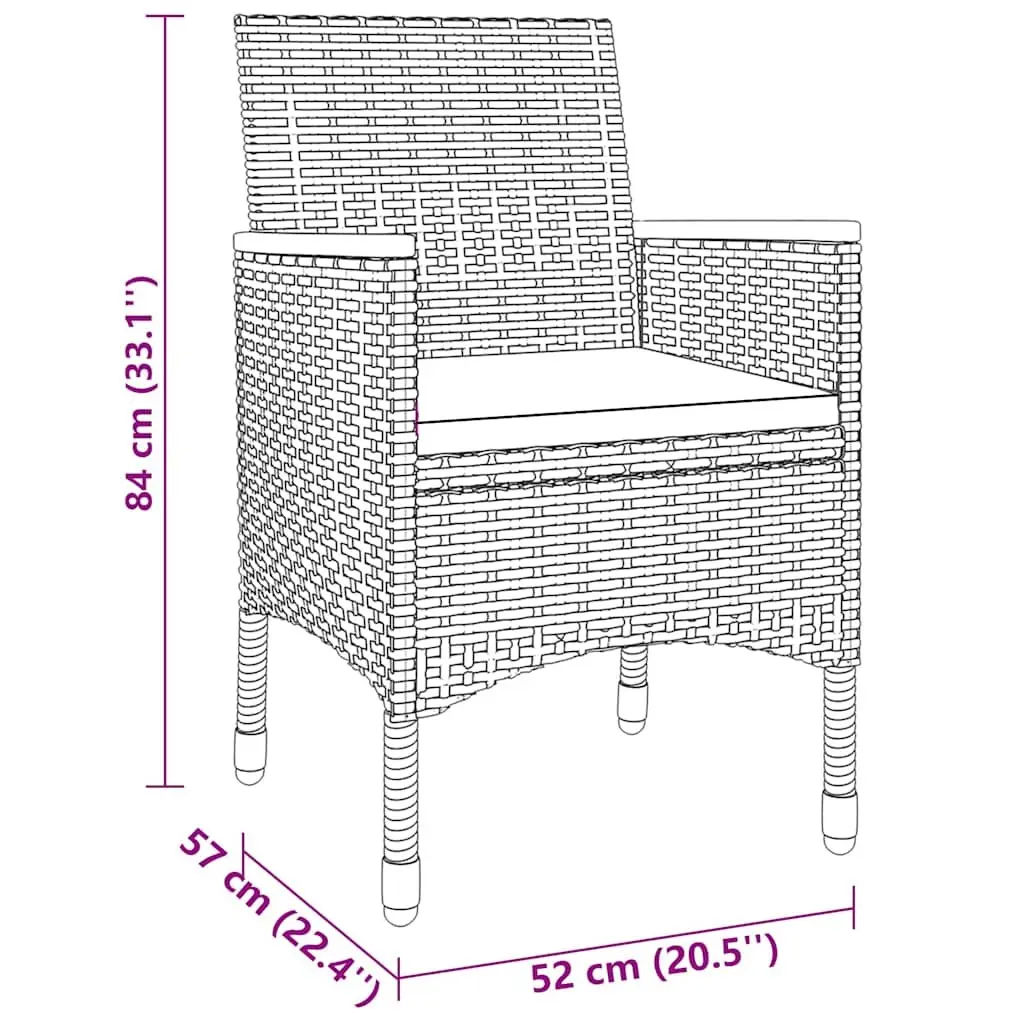 Garden Dining Set Grey 3 Piece Outdoor Patio Furniture Table Chairs