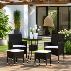 Compact 5 Piece Poly Rattan Garden Lounge Set