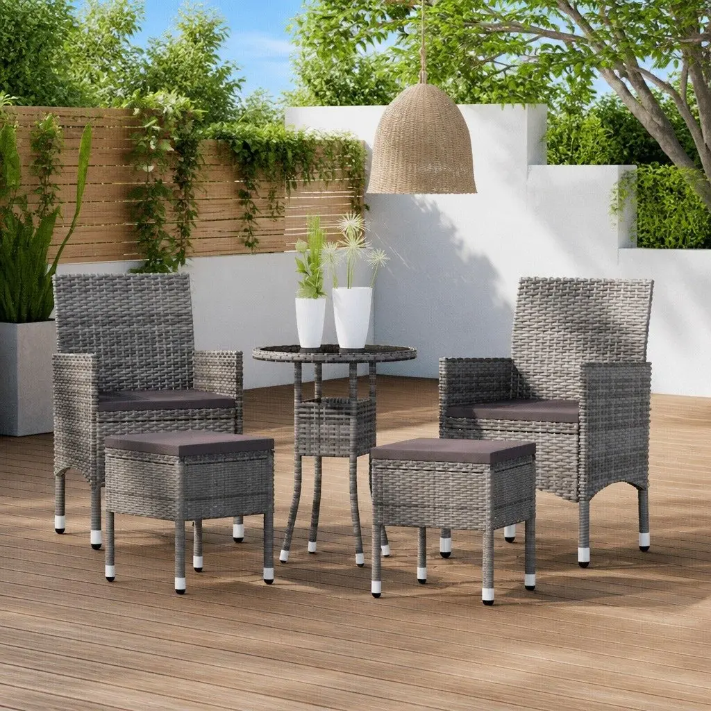 Garden Lounge Set 5 Piece Outdoor Furniture Patio Seating Poly Rattan Grey