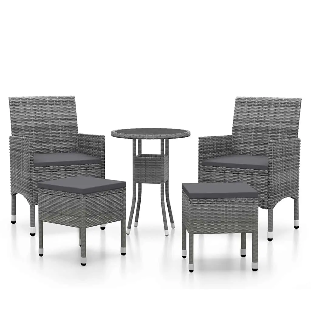Garden Lounge Set 5 Piece Outdoor Furniture Patio Seating Poly Rattan Grey