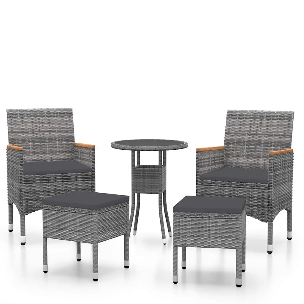 Garden Lounge Set Grey 5 Piece Outdoor Patio Furniture Poly Rattan Seating