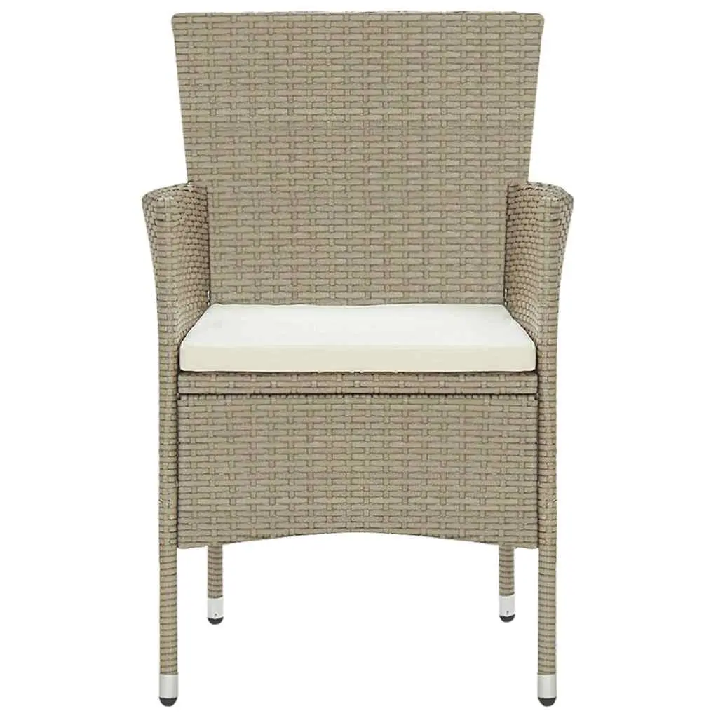 Garden Dining Set 3 Piece Outdoor Furniture Poly Rattan Patio Table Chairs Beige