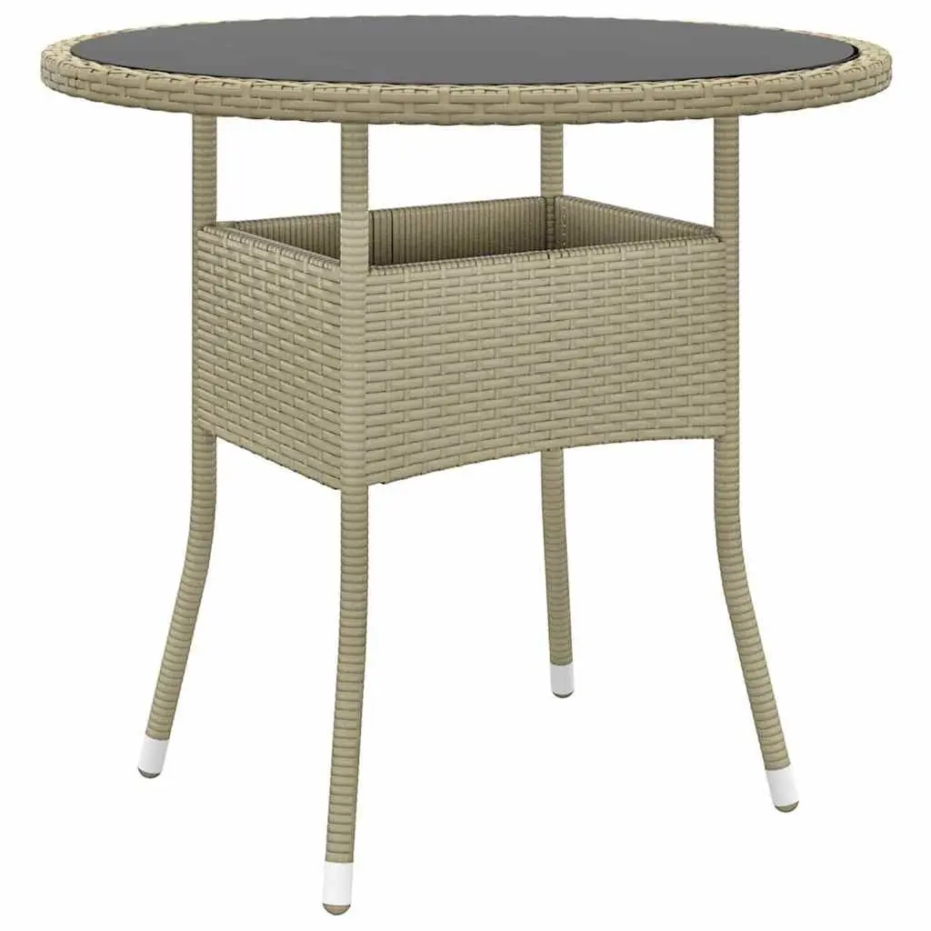 Garden Dining Set 3 Piece Outdoor Furniture Poly Rattan Patio Table Chairs Beige
