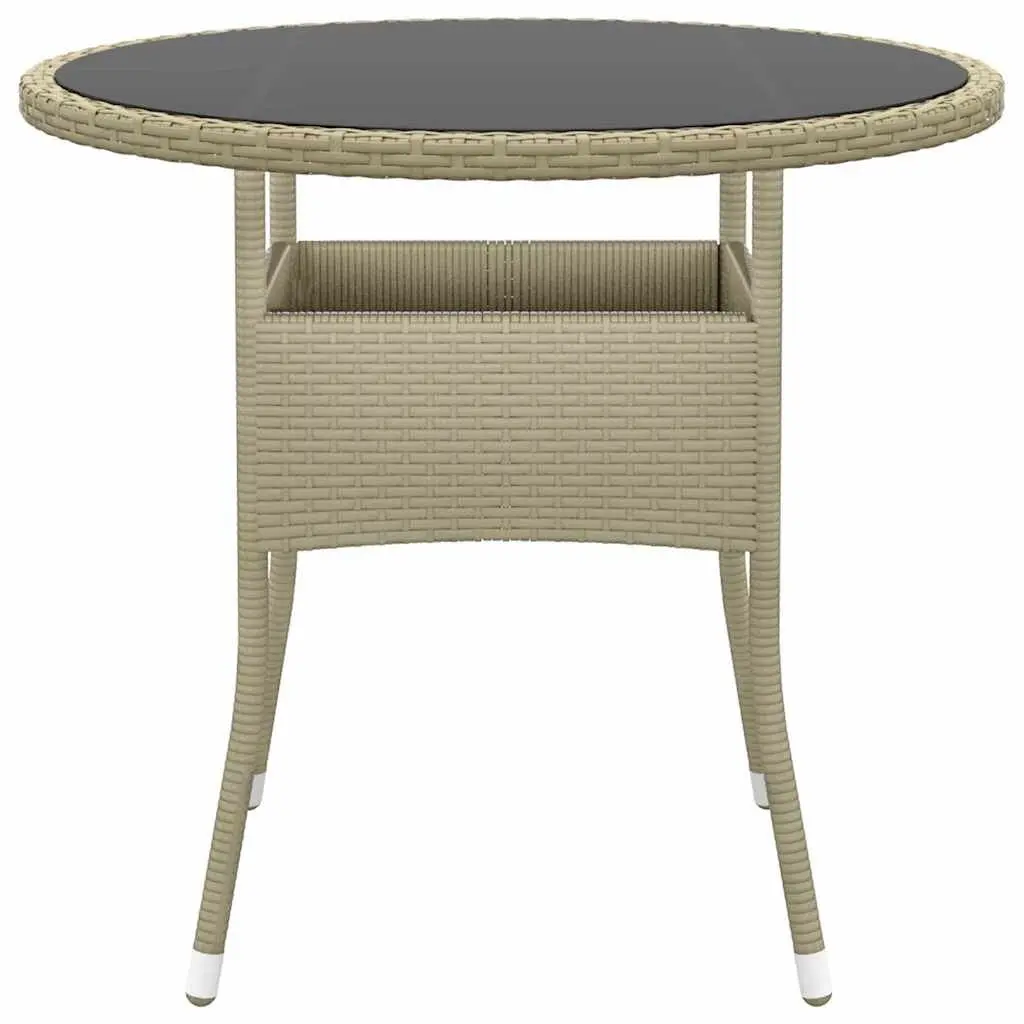 Garden Dining Set 3 Piece Outdoor Furniture Poly Rattan Patio Table Chairs Beige