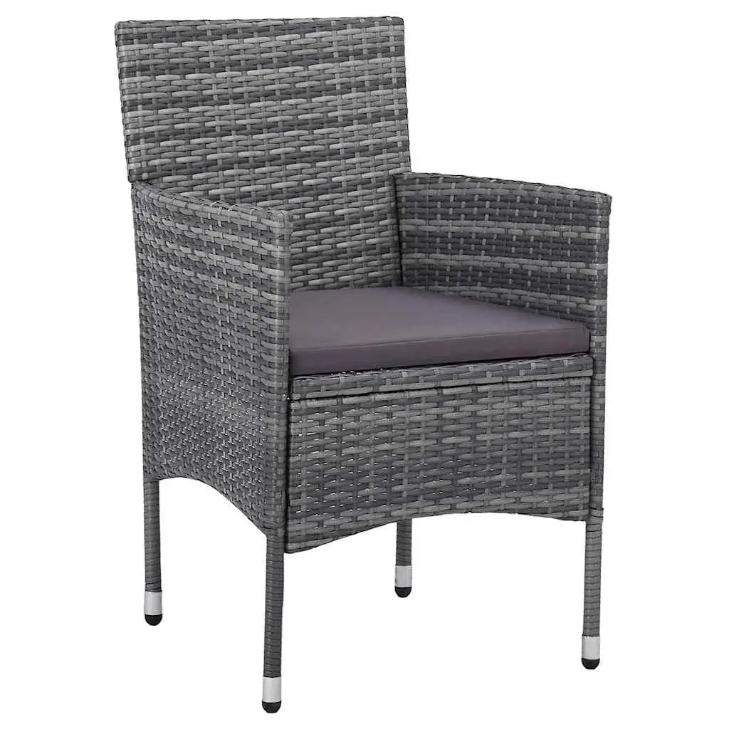 Garden Dining Set 3 Piece Outdoor Furniture Poly Rattan Steel Frame Acacia Wood
