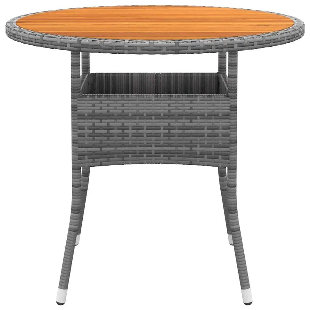 Garden Dining Set 3 Piece Outdoor Furniture Poly Rattan Steel Frame Acacia Wood