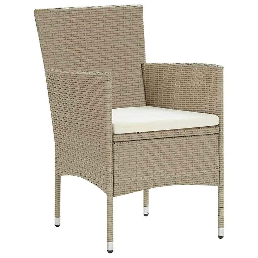 Garden Dining Set 5 Piece Outdoor Patio Furniture Poly Rattan Beige Table Chairs