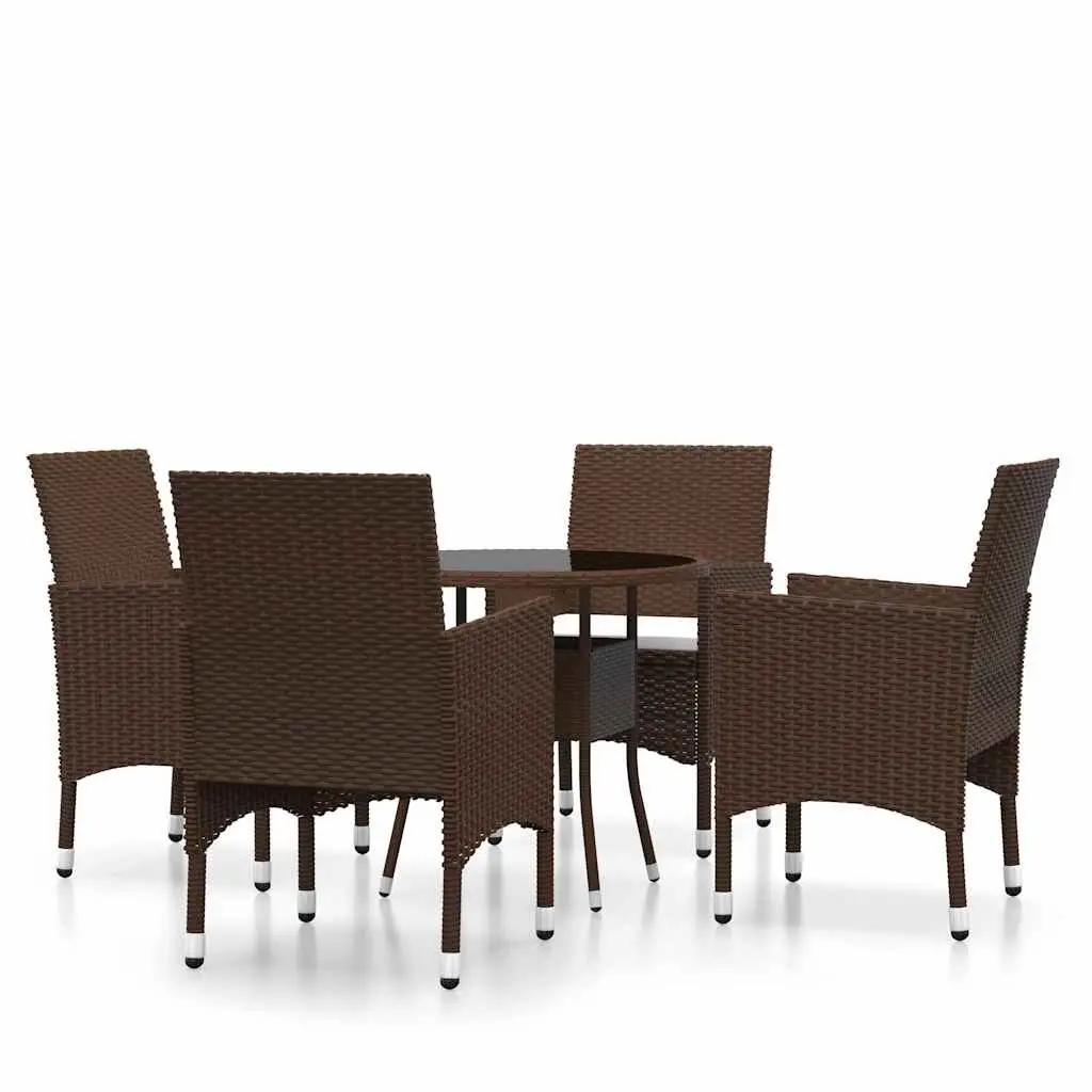 Garden Dining Set 5 Piece Outdoor Furniture Patio Table Chairs Brown Rattan