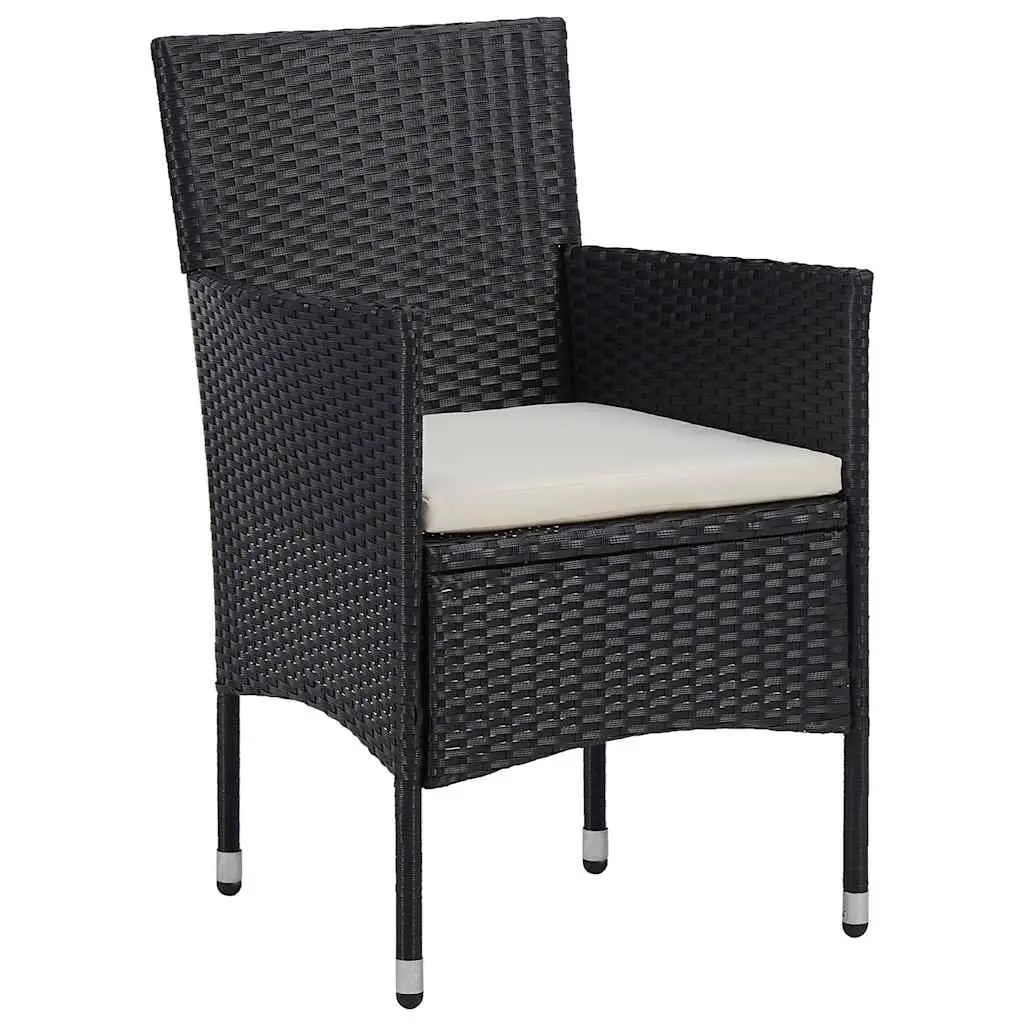 Garden Dining Set 5 Piece Outdoor Patio Furniture Black Poly Rattan Table Chairs