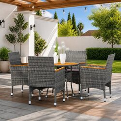 Sleek 5 Piece Outdoor Dining Set with Cushions