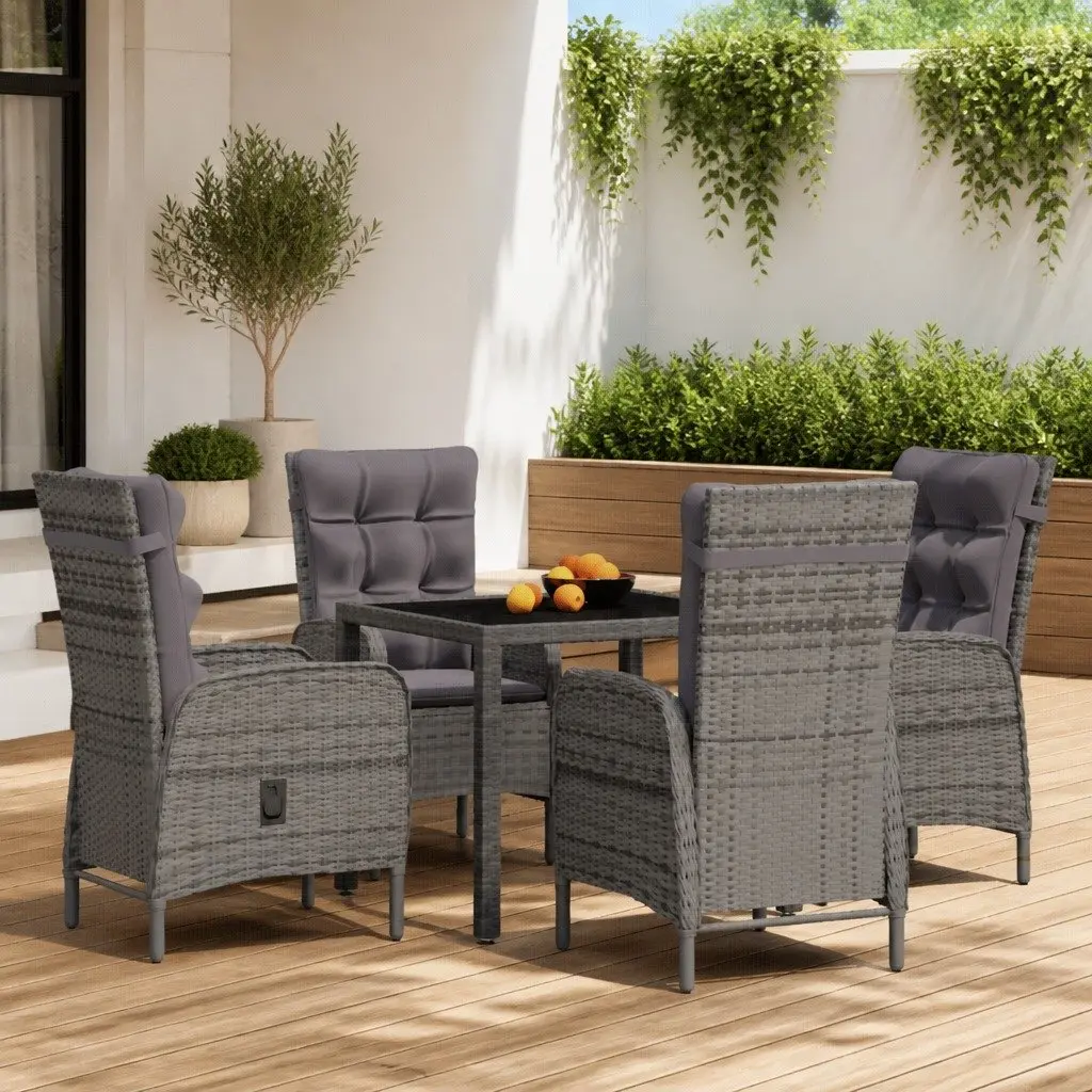 5-Piece Outdoor Dining Set with Adjustable Chairs