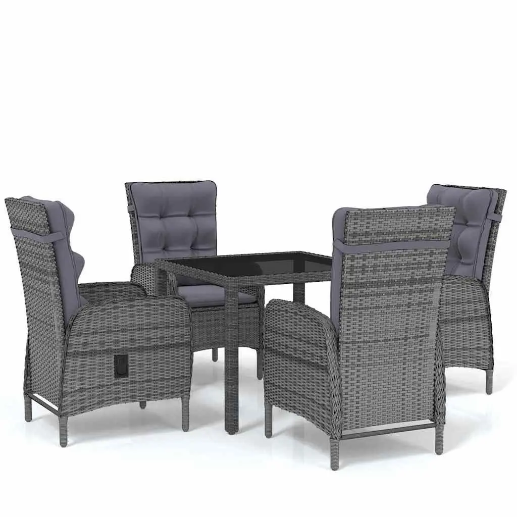 5-Piece Outdoor Dining Set with Adjustable Chairs