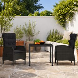 3-Piece Garden Dining Set: Steel and Rattan