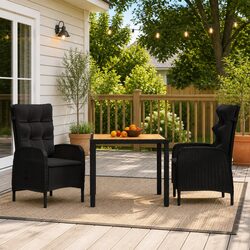 Sleek 3 Piece Outdoor Dining Set with Cushions