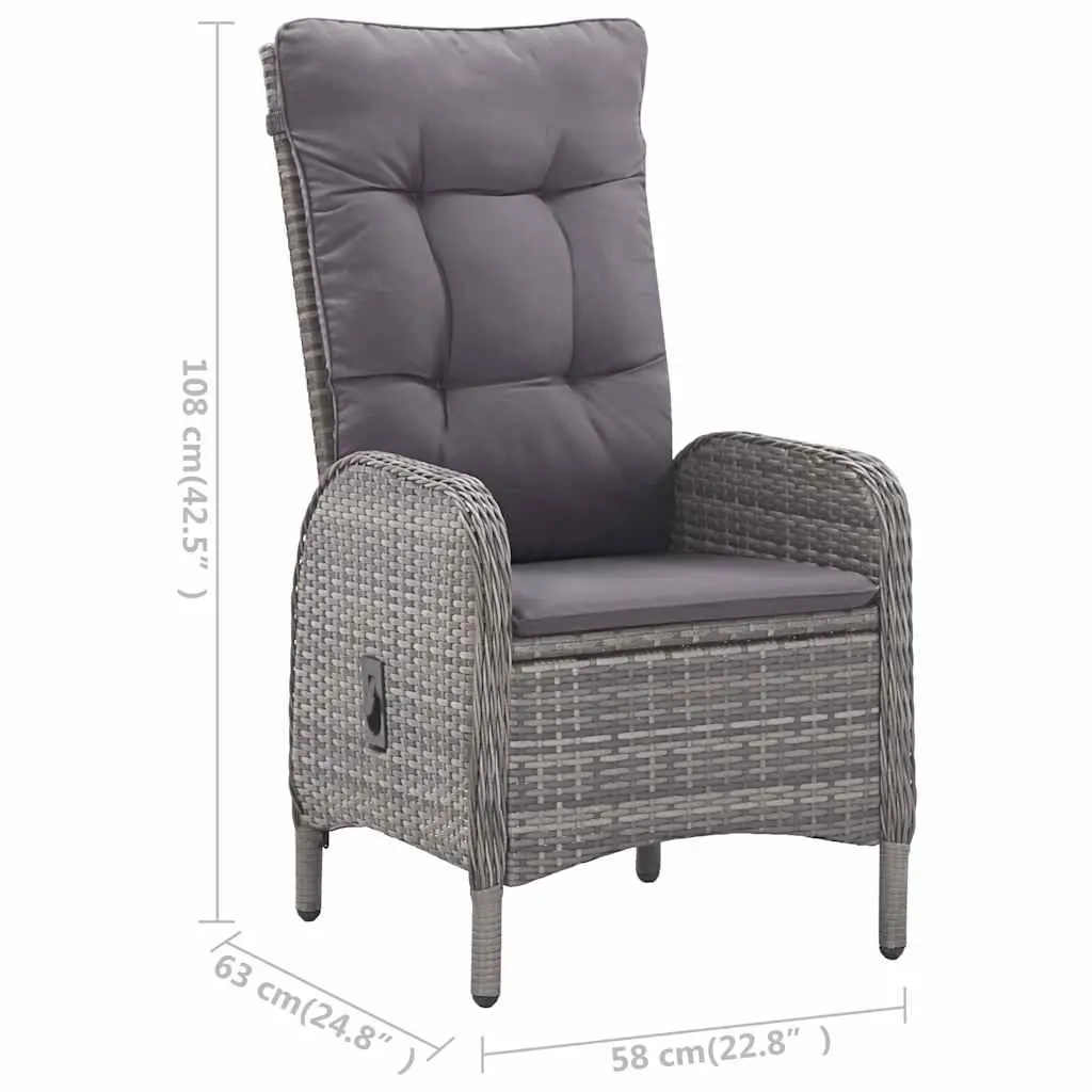 Garden Dining Set 3 Piece Outdoor Patio Furniture Grey Poly Rattan Glass Table