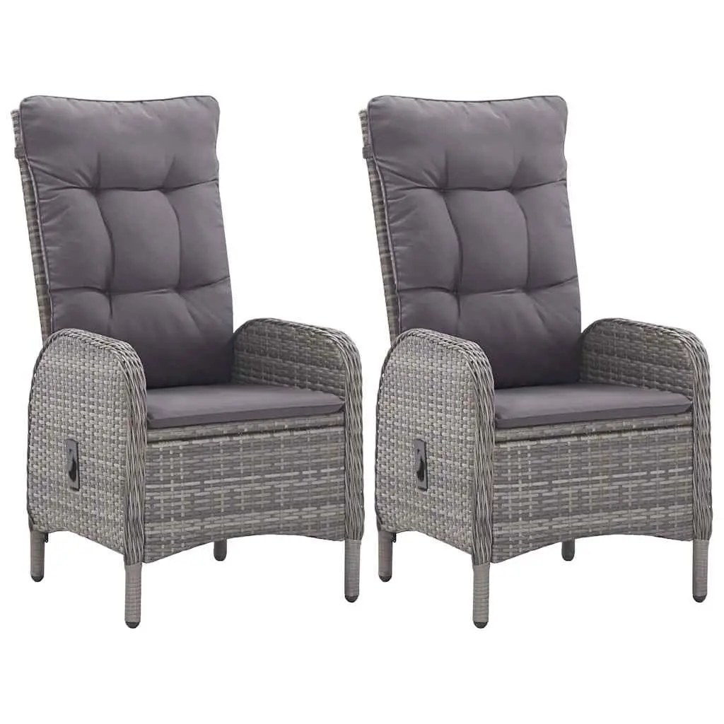 Garden Dining Set 3 Piece Outdoor Patio Furniture Grey Poly Rattan Glass Table