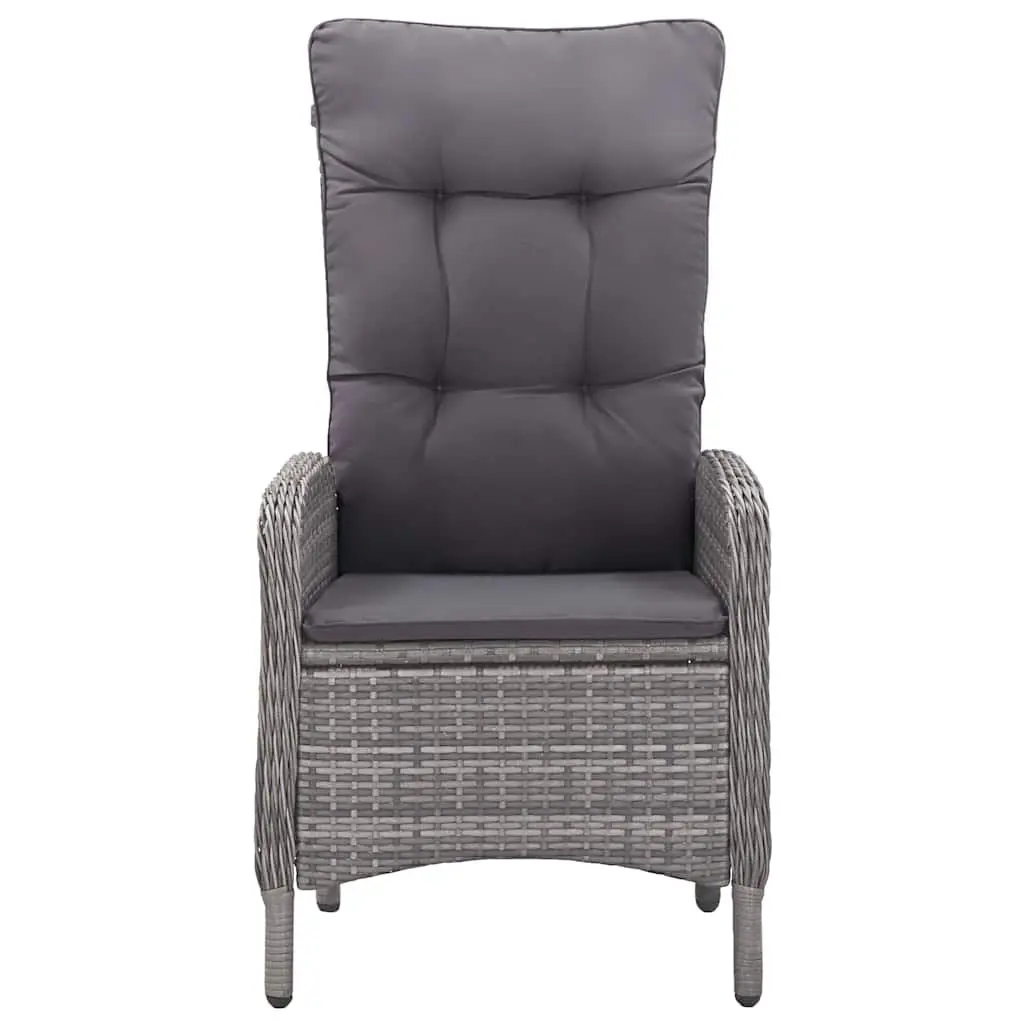 Garden Dining Set 3 Piece Outdoor Patio Furniture Grey Poly Rattan Glass Table