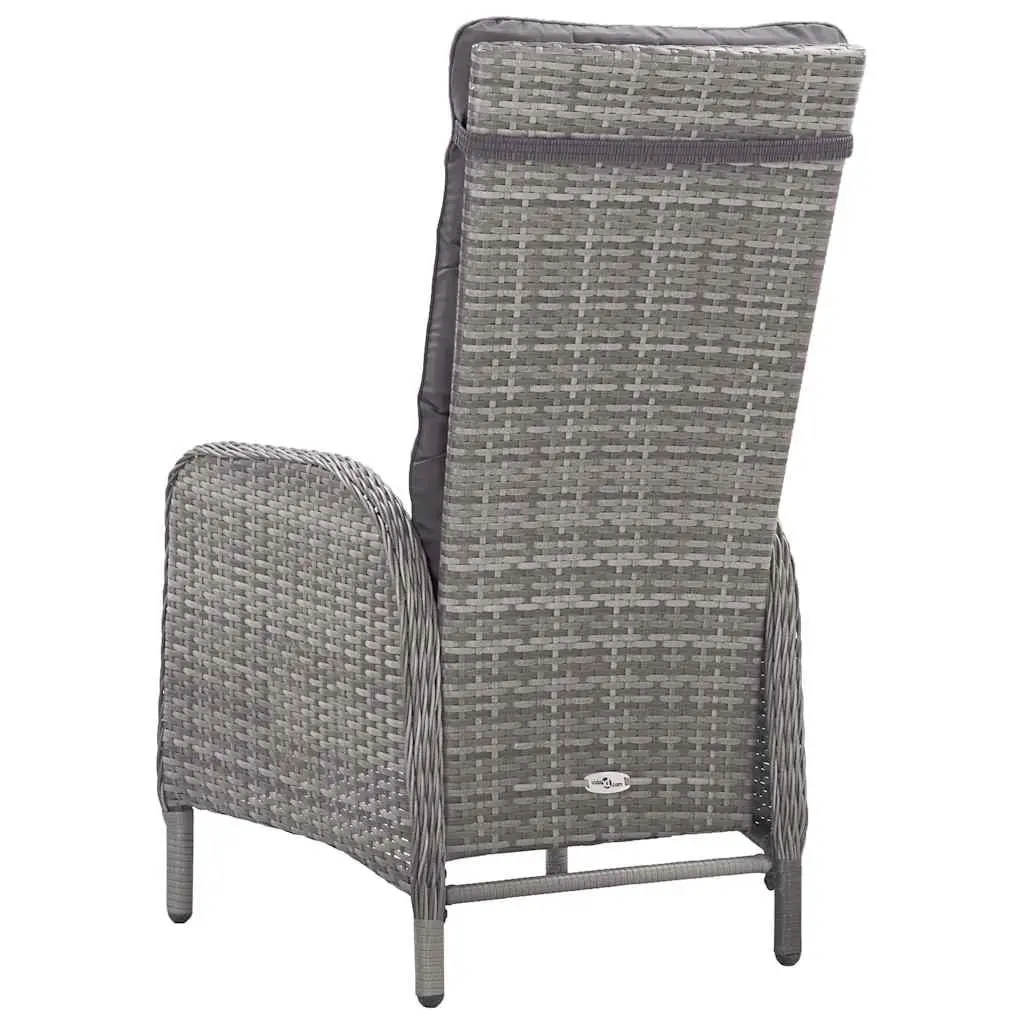 Garden Dining Set 3 Piece Outdoor Patio Furniture Grey Poly Rattan Glass Table