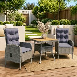 Compact 3 Piece Grey Garden Dining Set for Outdoor Use