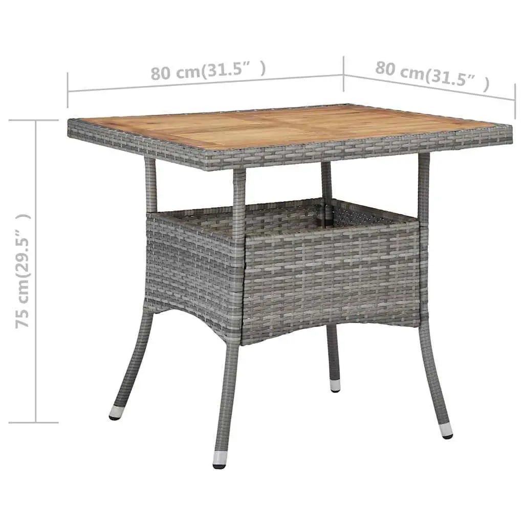 Garden Dining Set 5 Piece Outdoor Patio Furniture PE Rattan Acacia Wood Grey