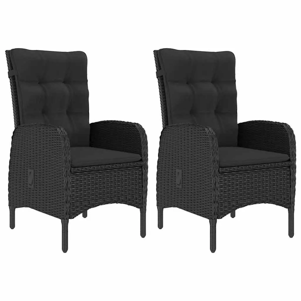 Outdoor Dining Set 3 Piece Garden Furniture Poly Rattan Glass Table Chairs Black