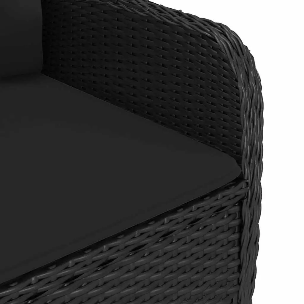 Outdoor Dining Set 3 Piece Garden Furniture Poly Rattan Glass Table Chairs Black