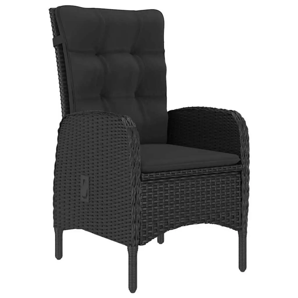 5 Piece Outdoor Dining Set Black Poly Rattan Glass Table Patio Furniture