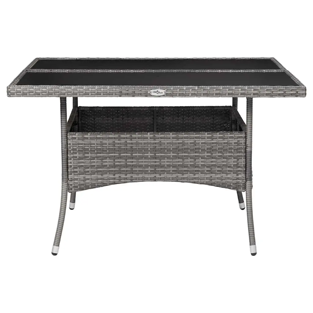 9 Piece Outdoor Dining Set Grey PE Rattan Glass Table Sturdy Lightweight Weather-Resistant
