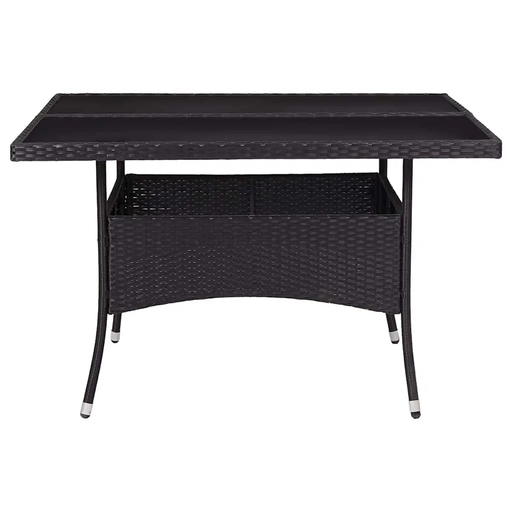 9 Piece Outdoor Dining Set Black Rattan Chairs Glass Top Weather Resistant