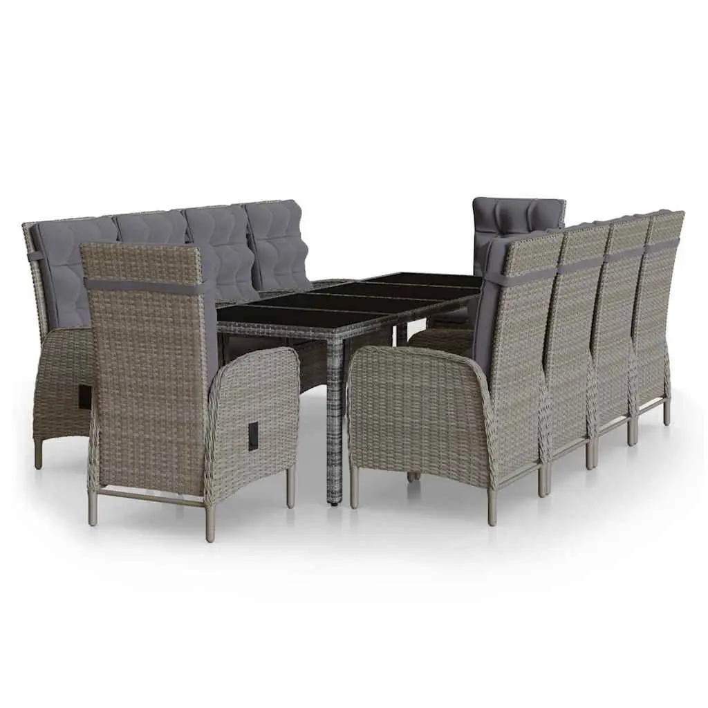 Garden Dining Set Grey 11 Piece Outdoor Furniture Poly Rattan Chairs Table