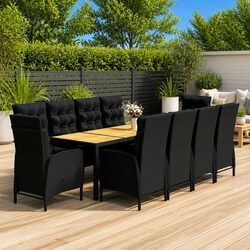 Garden Dining Set 11 Piece Outdoor Furniture Poly Rattan Patio Black