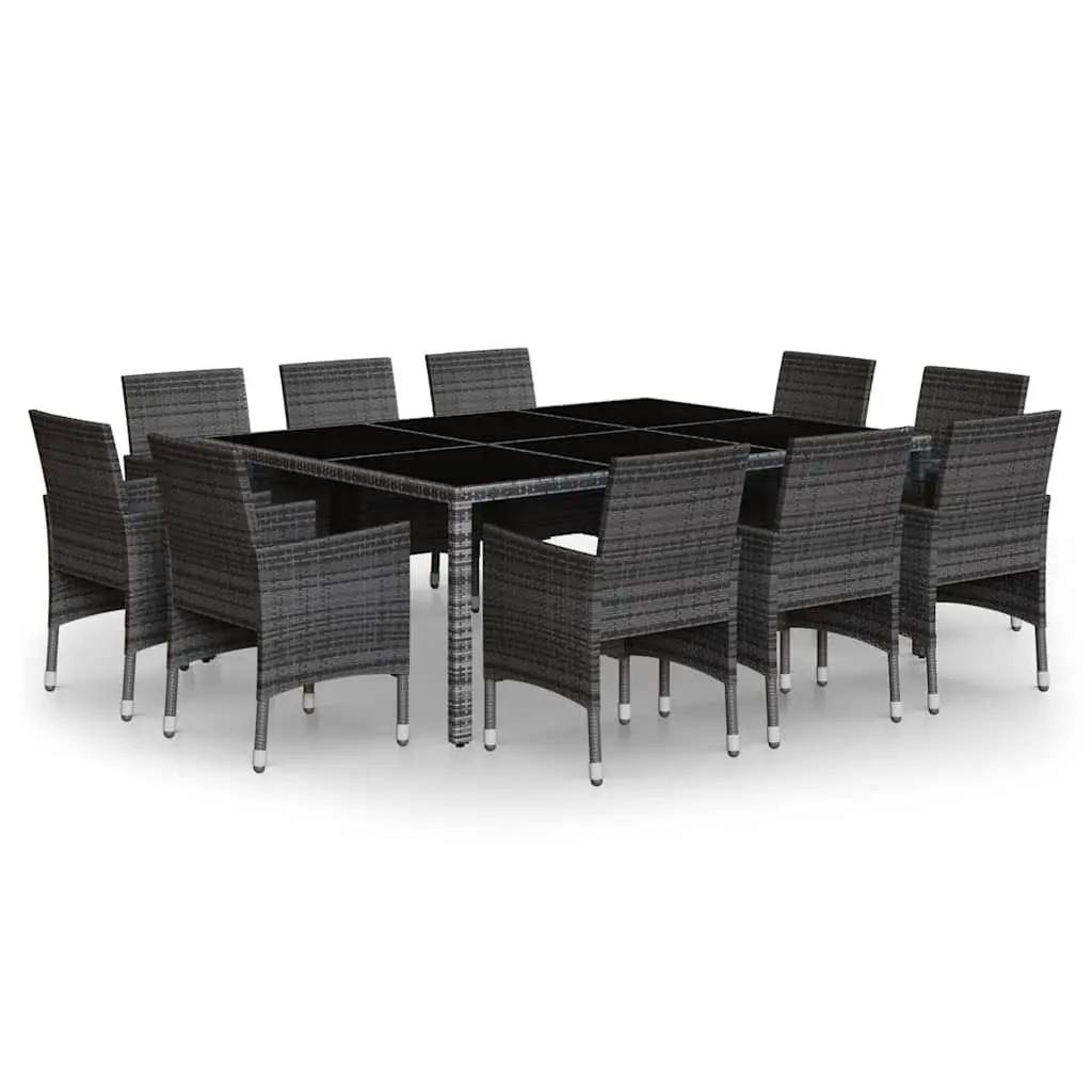 Garden Dining Set Grey 11 Piece Outdoor Furniture PE Rattan Steel Patio Table