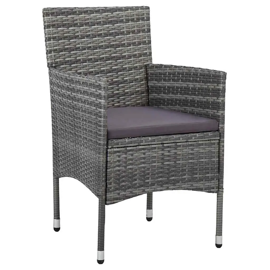 Garden Dining Set Grey 11 Piece Outdoor Furniture PE Rattan Steel Patio Table