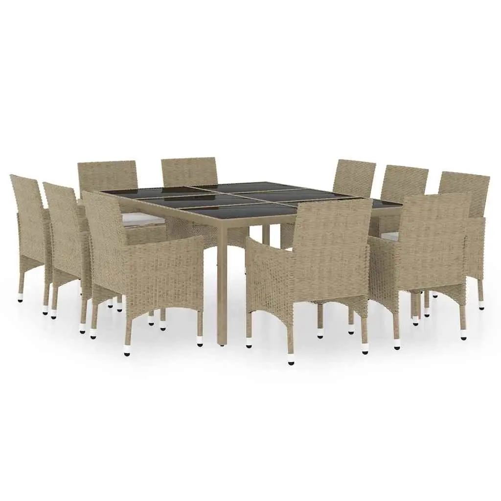 Garden Dining Set 11 Piece Outdoor Furniture Patio Table Chairs Beige