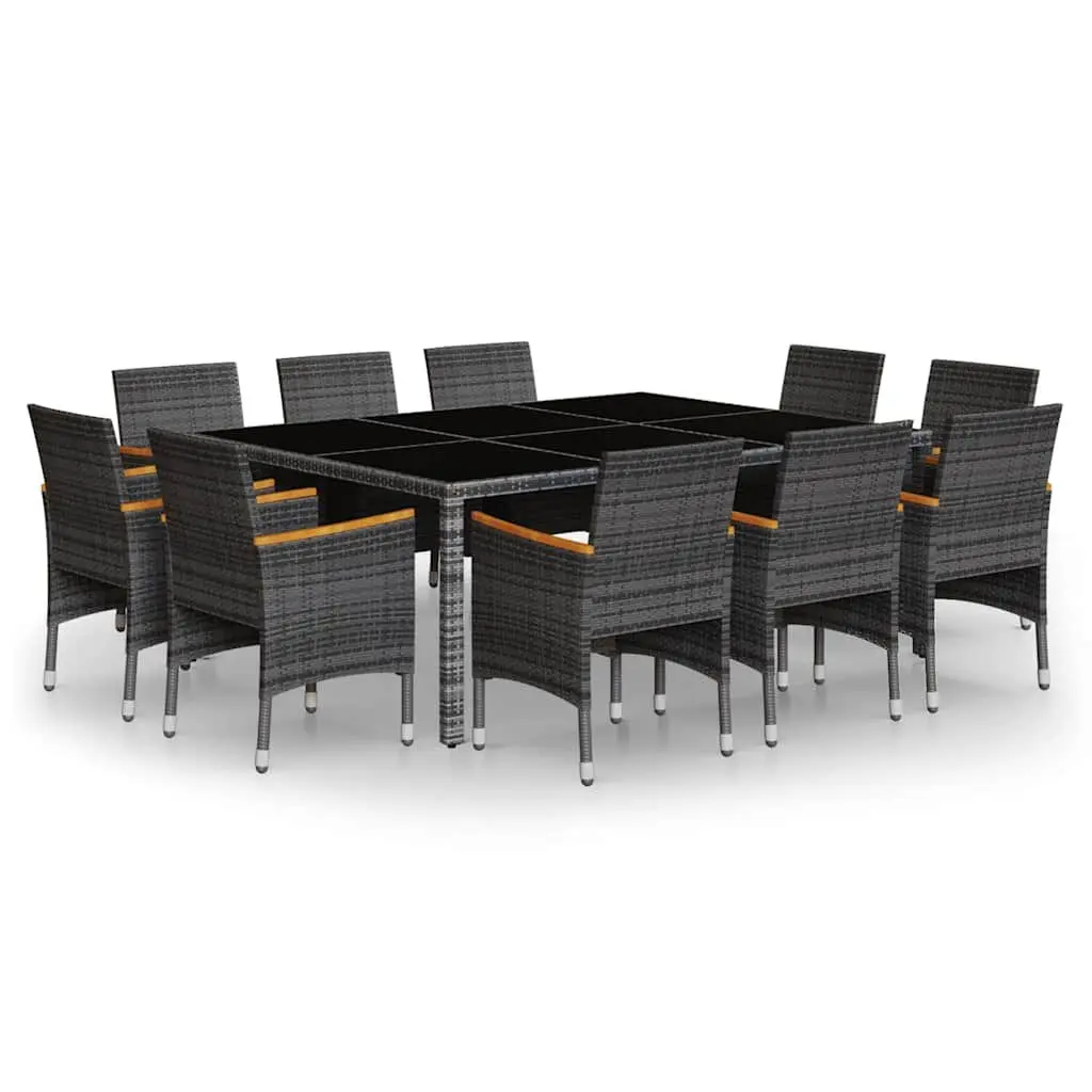 Garden Dining Set Grey 11 Piece Outdoor Furniture PE Rattan Steel