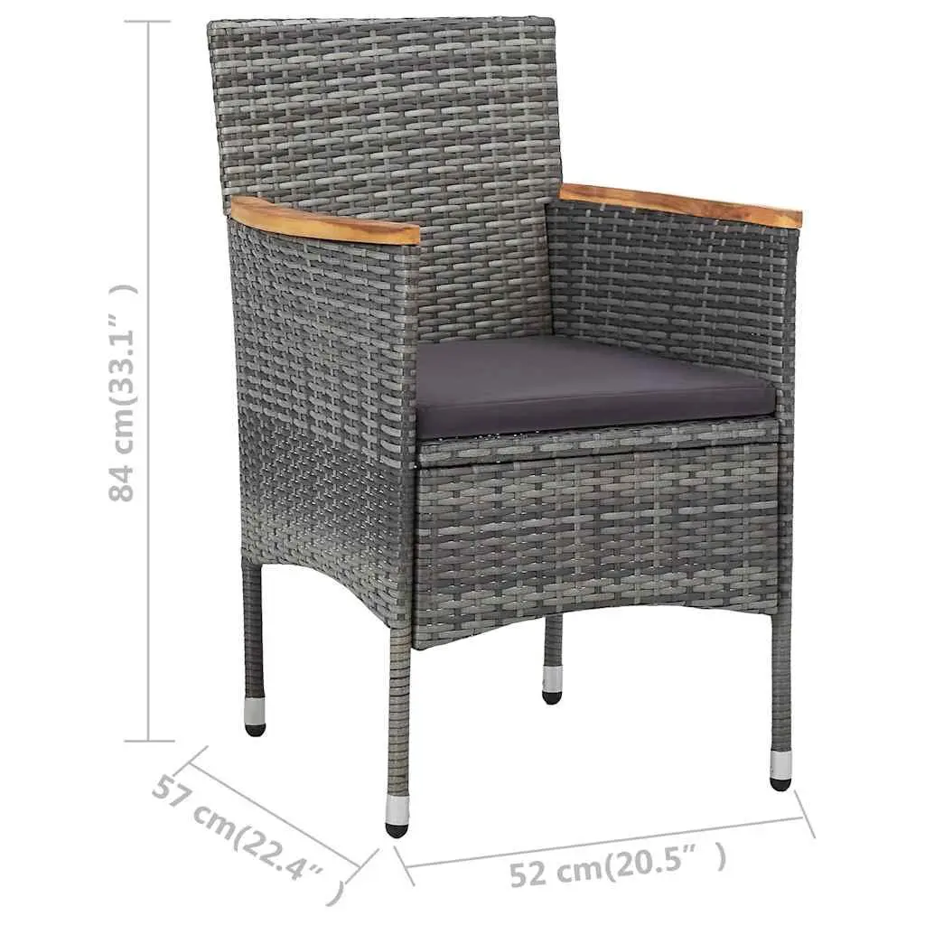 Garden Dining Set Grey 11 Piece Outdoor Furniture PE Rattan Steel
